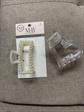 Pearl Rectangle Claw Clip - Ivory Pearls